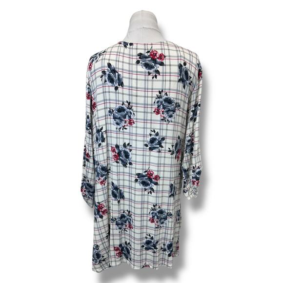Como Vintage Womens 3X Plaid Floral V-Neck Tunic Top - Picture 5 of 10